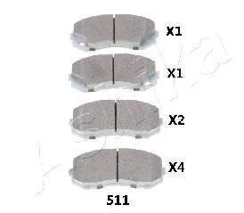 Комплект гальмівних накладок, дискове гальмо ASHIKA 5005511