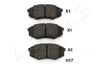 Комплект гальмівних накладок, дискове гальмо ASHIKA 500HH17