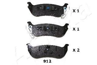Комплект гальмівних накладок, дискове гальмо ASHIKA 51-09-912
