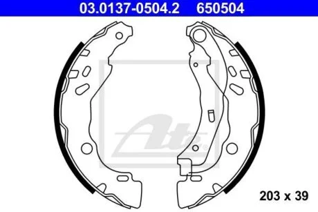Гальмівна колодка DS DS 3 CITROEN C3 II, C3 II/HATCHBACK, C3 III, C4 CACTUS, C-ELYSEE, DS3 PEUGEOT 208 I, 208 II, 208/HATCHBACK, 301 1.0-1.6LPG 09.09- ATE 03.0137-0504.2