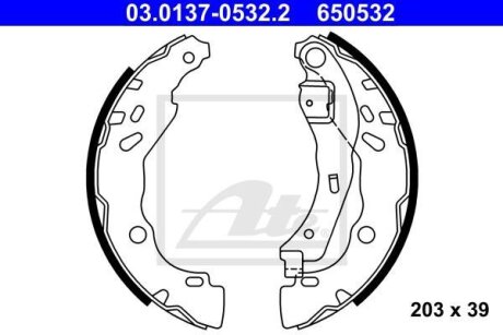 Колодки тормозные RENAULT DUSTER/LOGAN/SANDERO 04- барабан. ATE 03.0137-0532.2