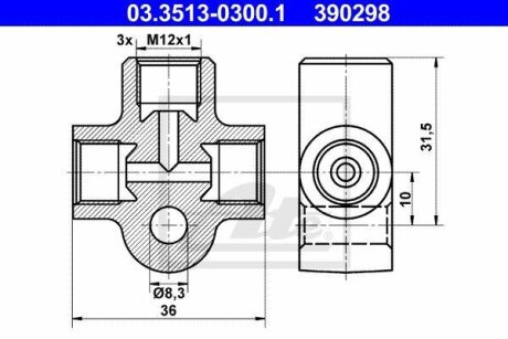 Соединительный / распределительный элемент, трубопровод ATE 03.3513-0300.1