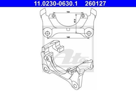Скоба, супорт гальма передн Лів/Прав AUDI A6 C5, ALLROAD C5 2.5D-4.2 03.99-08.05 ATE 11.0230-0630.1