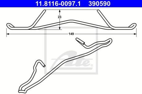 Монтажний набір гальмівних колодок передн DAEWOO ESPERO, LANOS, NEXIA OPEL ASCONA C, ASTRA F, ASTRA F CLASSIC, ASTRA F/KOMBI, CALIBRA A, KADETT E, KADETT E/KOMBI, OMEGA A, VECTRA A 1.4-2.4 08.84- ATE 11.8116-0097.1