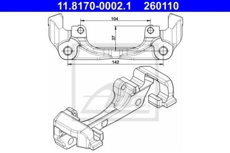 Скоба, супорт гальма передн DACIA DOKKER, DOKKER EXPRESS/MINIVAN, DUSTER, DUSTER/SUV, LODGY RENAULT ARKANA I, CAPTUR I, DUSTER, FLUENCE, GRAND SCENIC III, KAPTUR, MEGANE 1.0-Electric 11.08- ATE 11.8170-0002.1