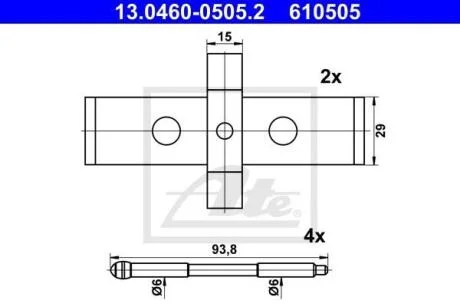 Монтажний к-кт гальмівних колодок ATE 13.0460-0505.2