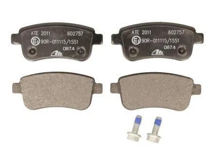Комплект гальмівних колодок задн, RENAULT CLIO V, FLUENCE, GRAND SCENIC III, MEGANE, MEGANE III, MEGANE IV, SCENIC III 1.0-Electric 11.08- ATE 13.0460-2757.2