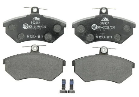 Комплект гальмівних колодок передн (з гвинтами гальмівного супорта), SEAT CORDOBA, IBIZA II, TOLEDO I VW CORRADO, GOLF II, GOLF III, JETTA II, PASSAT B2, PASSAT B3/B4 1.6-2.2 05.84-02.02 ATE 13.0460-2957.2