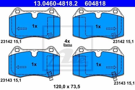 - Гальмівні колодки до дисків ATE 13.0460-4818.2