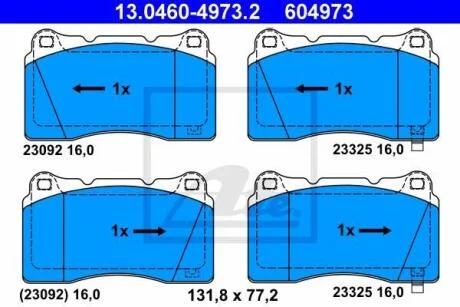 Колодки тормозные SUBARU/MITSUBISHI IMPREZA WRX STI/LANCER 8 EVO -07/-03 передн. ATE 13.0460-4973.2