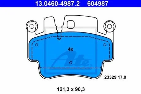 Колодки гальмівні дискові, к-кт ATE 13.0460-4987.2