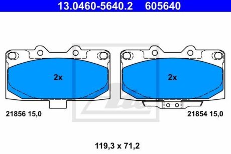 Колодки тормозные SUBARU IMPREZA -07 2.0/T/GT/WRX передн. ATE 13.0460-5640.2