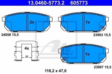 - Гальмівні колодки до дисків ATE 13.0460-5773.2