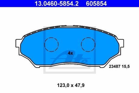 Колодки тормозные MITSUBISHI PAJERO PININ 1.8-2.0D 99- передние ATE 13.0460-5854.2