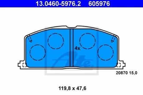 Колодки тормозные TOYOTA CAMRY/COROLLA/CARINA -93 перед. ATE 13.0460-5976.2