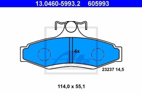 - Гальмівні колодки до дисків ATE 13.0460-5993.2
