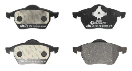 Комплект гальмівних колодок передн, AUDI A3, TT SEAT IBIZA III, LEON, TOLEDO II SKODA OCTAVIA I, OCTAVIA I/KOMBI VW GOLF III, GOLF IV, NEW BEETLE, PASSAT B3/B4, VENTO 1.4-2.9 06.91-12.10 ATE 13.0460-7081.2