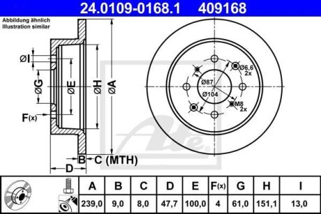 TARCZA HAM HONDA CITY 1.4I-VTEC 08- TYг ATE 24.0109-0168.1