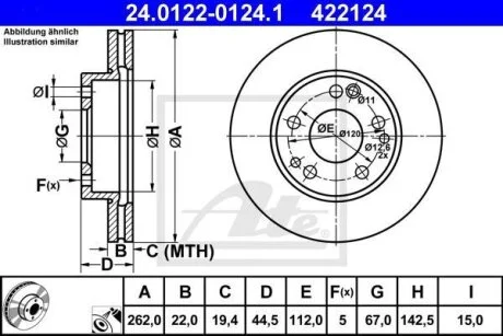 - Гальмівний диск ATE 24.0122-0124.1