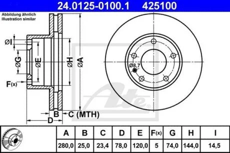 - Гальмівний диск ATE 24.0125-0100.1