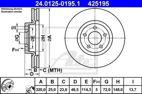 - Гальмівний диск ATE 24.0125-0195.1