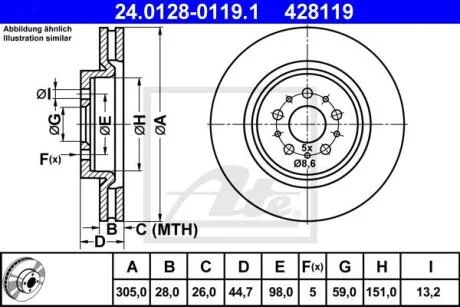 - Гальмівний диск ATE 24.0128-0119.1