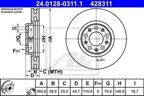 Гальмівний диск ATE 24.0128-0311.1