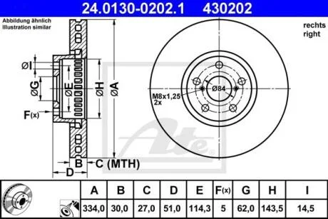 Диск гальмівний правий ATE 24.0130-0202.1
