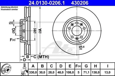 - Гальмівний диск ATE 24.0130-0206.1