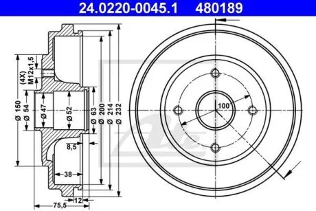 - Гальмівний барабан ATE 24.0220-0045.1