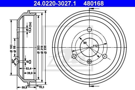 - Гальмівний барабан ATE 24.0220-3027.1