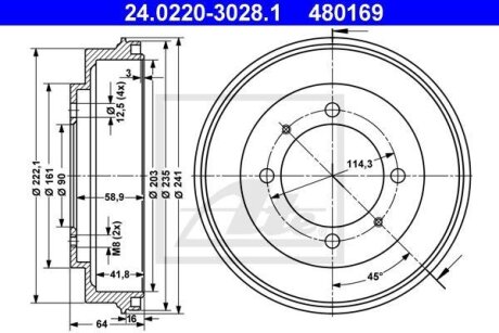 - Гальмівний барабан ATE 24.0220-3028.1