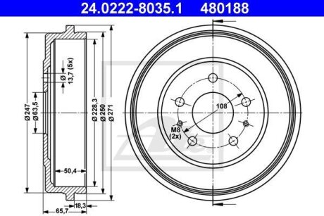 - Гальмівний барабан ATE 24.0222-8035.1