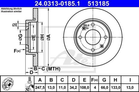 Диск гальмівний Power Disc ATE 24.0313-0185.1