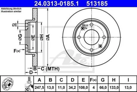 Диск гальмівний Power Disc ATE 24.0313-0185.1