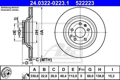 - Гальмівний диск ATE 24.0322-0223.1