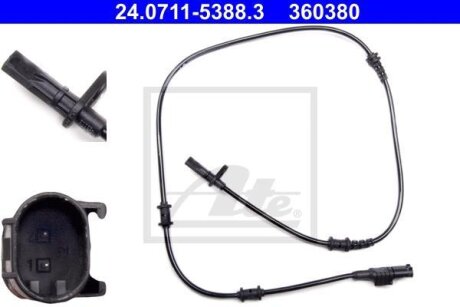 Датчик ABS передній MERCEDES A (W176), B (W246, W242), CLA (C117), CLA SHOOTING BRAKE (X117), GLA (X156) 1.5D-Electric 11.11- ATE 24.0711-5388.3