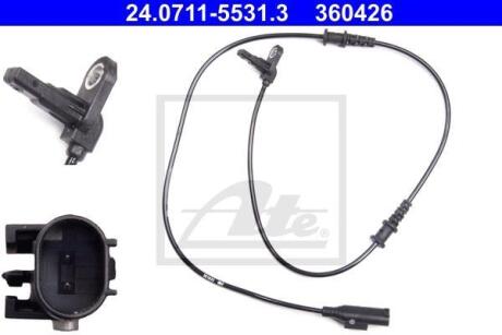 Датчик ABS передн Лів/Прав MERCEDES SPRINTER 3,5-T (906), SPRINTER 3-T (906), SPRINTER 4,6-T (906), SPRINTER 5-T (906), VW CRAFTER 30-35, CRAFTER 30-50 1.8-3.5 04.06- ATE 24.0711-5531.3