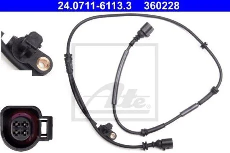 Датчик, кількість обертів колеса ATE 24.0711-6113.3