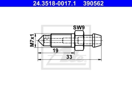 - Штуцер клапана прокачки ATE 24.3518-0017.1