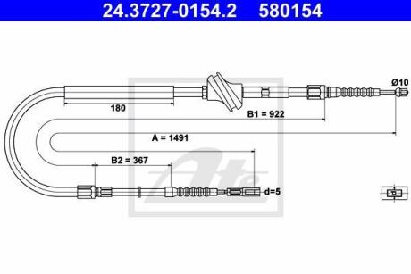 Трос ручного гальма ATE 24.3727-0154.2