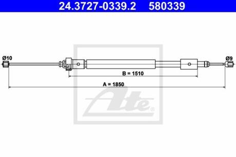 Трос ручного тормоза PSA BERLINGO/PARTNER 96- прав. ATE 24.3727-0339.2