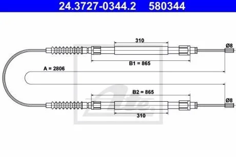 - Трос ручного гальма ATE 24.3727-0344.2