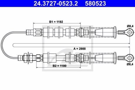 - Трос ручного гальма ATE 24.3727-0523.2