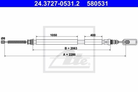 - Трос ручного гальма ATE 24.3727-0531.2