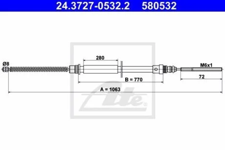 - Трос ручного гальма ATE 24.3727-0532.2