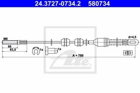 - Трос ручного гальма ATE 24.3727-0734.2