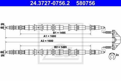 - Трос ручного гальма ATE 24.3727-0756.2