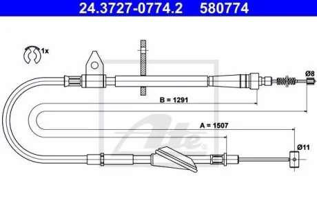 - Трос ручного гальма ATE 24.3727-0774.2
