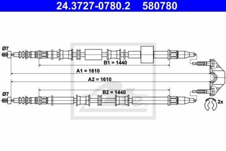 - Трос ручного гальма ATE 24.3727-0780.2